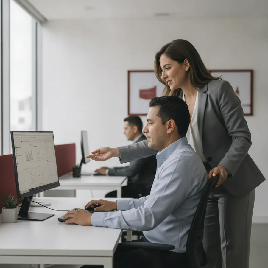 Consultora acompañando a un contador en su primer día con el sistema